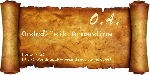 Ondrásik Armandina névjegykártya